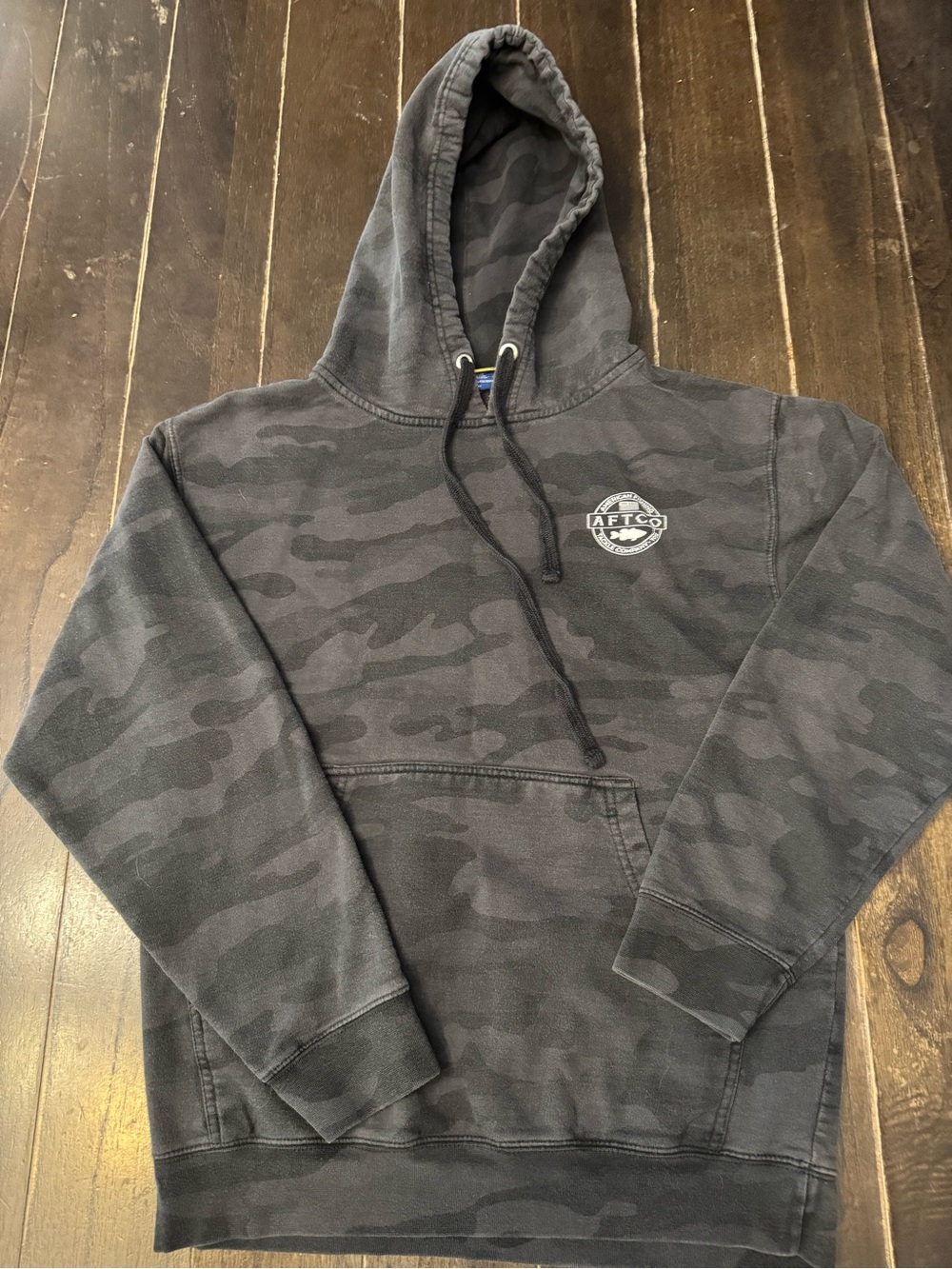 AFTCO Black Hoodie with Blue & Yellow Label